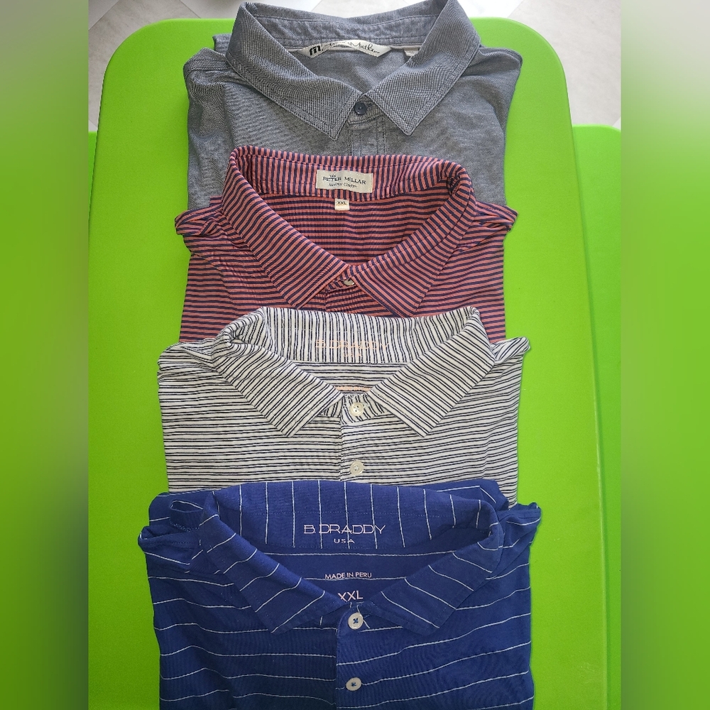 Peter Millar, B Draddy, Travis Millar Stripped Golf Shirts
